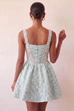 Vestido de regresso a casa, Corset roxo claro de decote quadrado, Jacquard renda nas costas e misangas