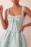 Vestido de regresso a casa, Corset roxo claro de decote quadrado, Jacquard renda nas costas e misangas