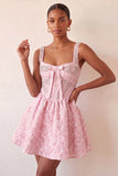 Vestido de regresso a casa, Corset roxo claro de decote quadrado, Jacquard renda nas costas e misangas