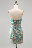 Espartilho Lake Blue Sweetheart Jacquard Renda Atrás Vestido de Regresso a Casa com Franjas