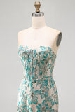 Espartilho Lake Blue Sweetheart Jacquard Renda Atrás Vestido de Regresso a Casa com Franjas