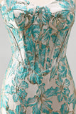 Espartilho Lake Blue Sweetheart Jacquard Renda Atrás Vestido de Regresso a Casa com Franjas