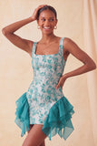 Champanhe Jacquard com decote quadrado, renda nas costas, vestido justo de finalistas com folhos