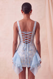Champanhe Jacquard com decote quadrado, renda nas costas, vestido justo de finalistas com folhos