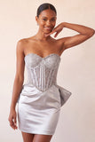Espartilho Silver Sweetheart Corset Bodycon Bodycon com Laço