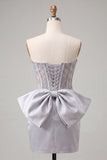 Espartilho Silver Sweetheart Corset Bodycon Bodycon com Laço