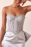 Espartilho Silver Sweetheart Corset Bodycon Bodycon com Laço