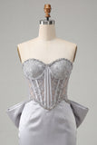 Espartilho Silver Sweetheart Corset Bodycon Bodycon com Laço