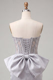 Espartilho Silver Sweetheart Corset Bodycon Bodycon com Laço