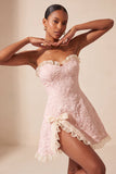 Sweetheart Yellow Jacquard A-Line com folhos e vestido de finalistas com fenda