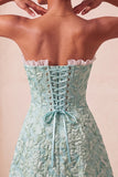 Sweetheart Yellow Jacquard A-Line com folhos e vestido de finalistas com fenda