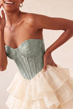 Espartilho cor-de-rosa Sweetheart A-Line Jacquard Renda nas costas Vestido de Regresso a Casa