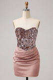 Sweetheart Champagne Tangins Bodycon Bodycon Mini Vestido de Regresso a Casa