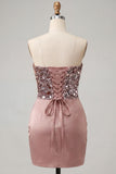Sweetheart Champagne Tangins Bodycon Bodycon Mini Vestido de Regresso a Casa