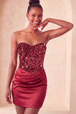 Sweetheart Champagne Tangins Bodycon Bodycon Mini Vestido de Regresso a Casa