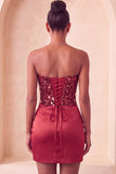 Sweetheart Champagne Tangins Bodycon Bodycon Mini Vestido de Regresso a Casa