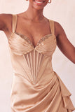 Bodycon Espartilho Basco de Cintura Basca Lake Blue Ruched Vestido de Finalistas com Folhos