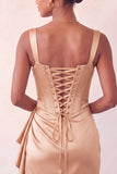 Bodycon Espartilho Basco de Cintura Basca Lake Blue Ruched Vestido de Finalistas com Folhos