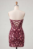 Vestido de regresso ao lentejoulas cor-de-rosa Heartheart Bodycon com renda nas costas