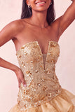 Vestido Curto de Homecoming Bodycon Bodycon Sem Lantejoulas Azul com Folhos