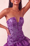 Vestido Curto de Homecoming Bodycon Bodycon Sem Lantejoulas Azul com Folhos
