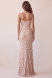 Vestido formal longo de sereia floral de ombro frio champanhe com fenda