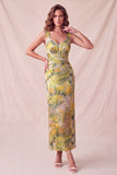Vestido Formal Midi Midi Bodycon Floral Amarelo Floral Bodycon Grossas
