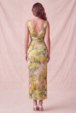 Vestido Formal Midi Midi Bodycon Floral Amarelo Floral Bodycon Grossas