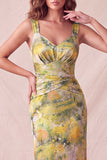 Vestido Formal Midi Midi Bodycon Floral Amarelo Floral Bodycon Grossas