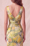 Vestido Formal Midi Midi Bodycon Floral Amarelo Floral Bodycon Grossas