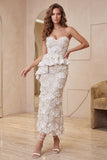 Sweetheart Bodycon Bodycon Vestido Midi com Folhos e Corte