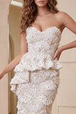 Sweetheart Bodycon Bodycon Vestido Midi com Folhos e Corte