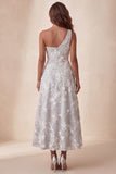 Vestido Formal Midi Cinzento Claro Cinzento Claro de Um Ombro
