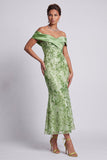Vestido Midi de Mãe da Noiva com Contas de Sereia no Ombro