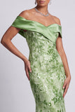 Vestido Midi de Mãe da Noiva com Contas de Sereia no Ombro