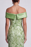 Vestido Midi de Mãe da Noiva com Contas de Sereia no Ombro