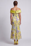 Vestido Midi de Mãe da Noiva com Contas de Sereia no Ombro