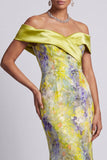 Vestido Midi de Mãe da Noiva com Contas de Sereia no Ombro