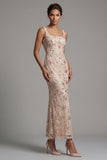 Vestido Midi Midi Mãe da Noiva com decote de sereia com decote quadrado