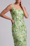 Vestido Midi Midi Mãe da Noiva com decote de sereia com decote quadrado