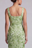Vestido Midi Midi Mãe da Noiva com decote de sereia com decote quadrado