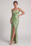 Vestido de Mãe da Noiva, Sereia Blush com decote quadrado com missangas, longo e franzido