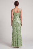 Vestido de Mãe da Noiva, Sereia Blush com decote quadrado com missangas, longo e franzido
