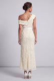 Vestido Midi Mãe da Noiva com Fenda de Mãe da Noiva com Fenda de Um Ombro