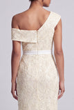 Vestido Midi Mãe da Noiva com Fenda de Mãe da Noiva com Fenda de Um Ombro