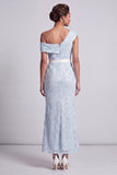 Vestido Midi Mãe da Noiva com Fenda de Mãe da Noiva com Fenda de Um Ombro