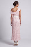 Vestido Midi Mãe da Noiva com Fenda de Mãe da Noiva com Fenda de Um Ombro