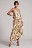 Vestido Midi Midi Mãe da Noiva em prata prateada brilhante com lantejoulas