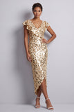 Vestido Midi Mother Of the Bride Mother Of the Bride com decote em V prateado e decote em V Prata de Sereia