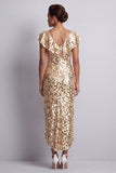 Vestido Midi Mother Of the Bride Mother Of the Bride com decote em V prateado e decote em V Prata de Sereia